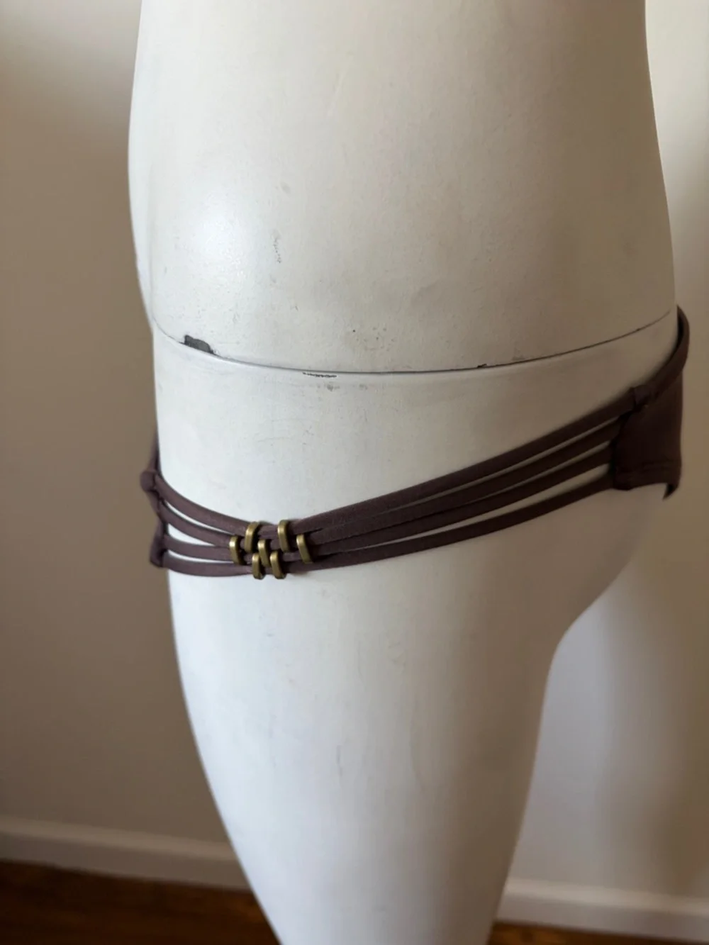 Vitamin A Chocolate Brown Bikini Bottoms with Gold Logo - Picture 4 of 6